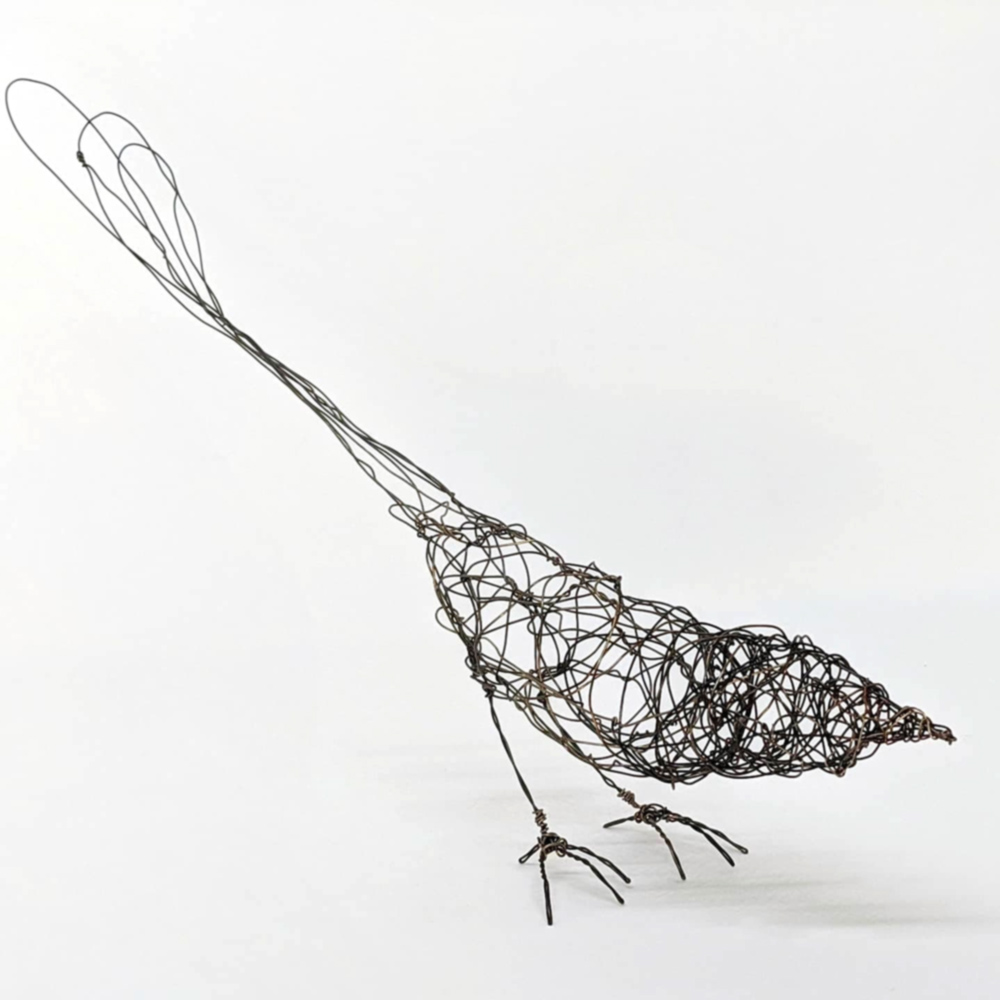 Wire bird sculpture by ingrid k brooker