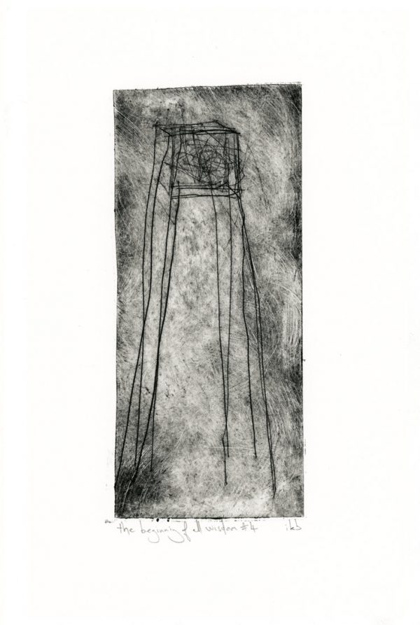 Abstract dry point etching of tower