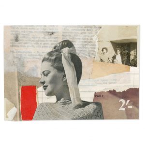 Collage of vintage ephemera showing glamorous young lady